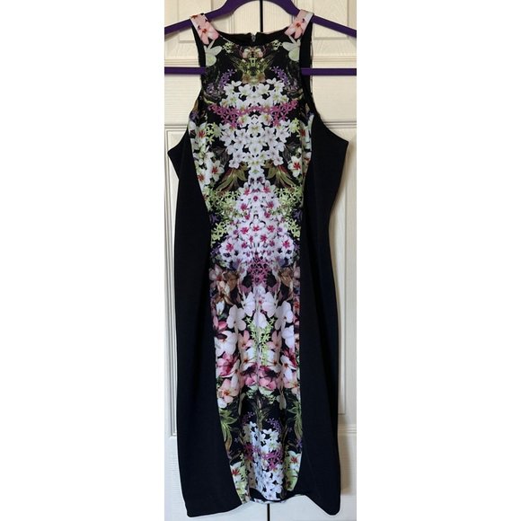 Women's Maggy London Sleeveless Bodycon Dress Floral w/Black Lining Size 4 - Picture 2 of 11